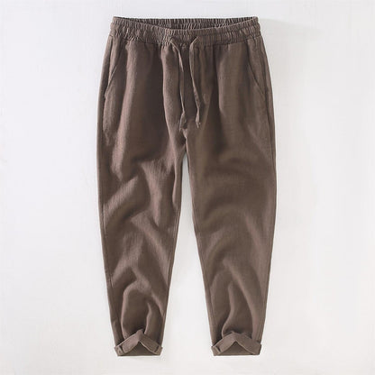 Men's Linen Drawstring Cropped Pants
