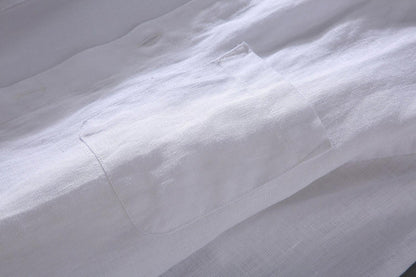 Vintage Linen Long Sleeve Stand Collar Shirt